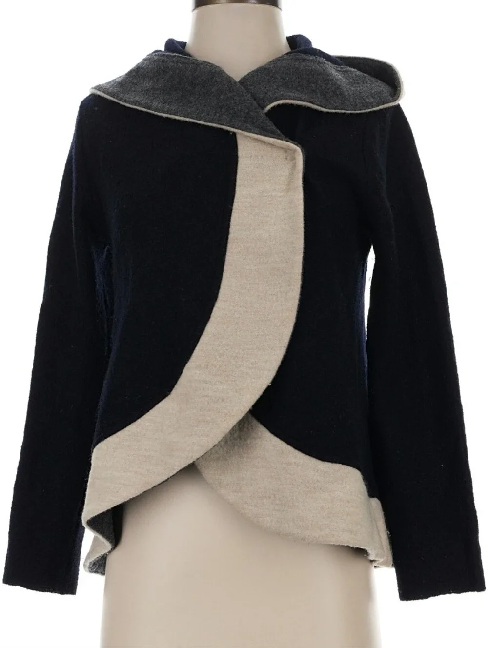 Anthropologie Rosie Neim‎ Wool Sweater - Navy & Cream. Small